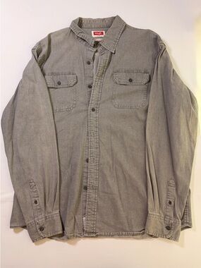 Wrangler Men’s Gray Button-Front Utility Shirt Jacket workwear rugged western
